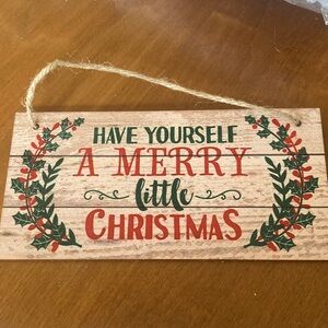 Festive Christmas Hanging Sign - Red and Green